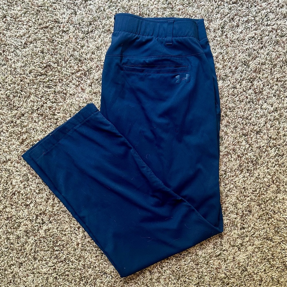 Rich navy blue *UNDER ARMOUR* lightweight wicking casual mens golf ⛳️ pants - 36